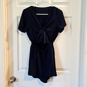 Women's XS shorts jumpsuit / romper with exposed midriff, Navy Blue
